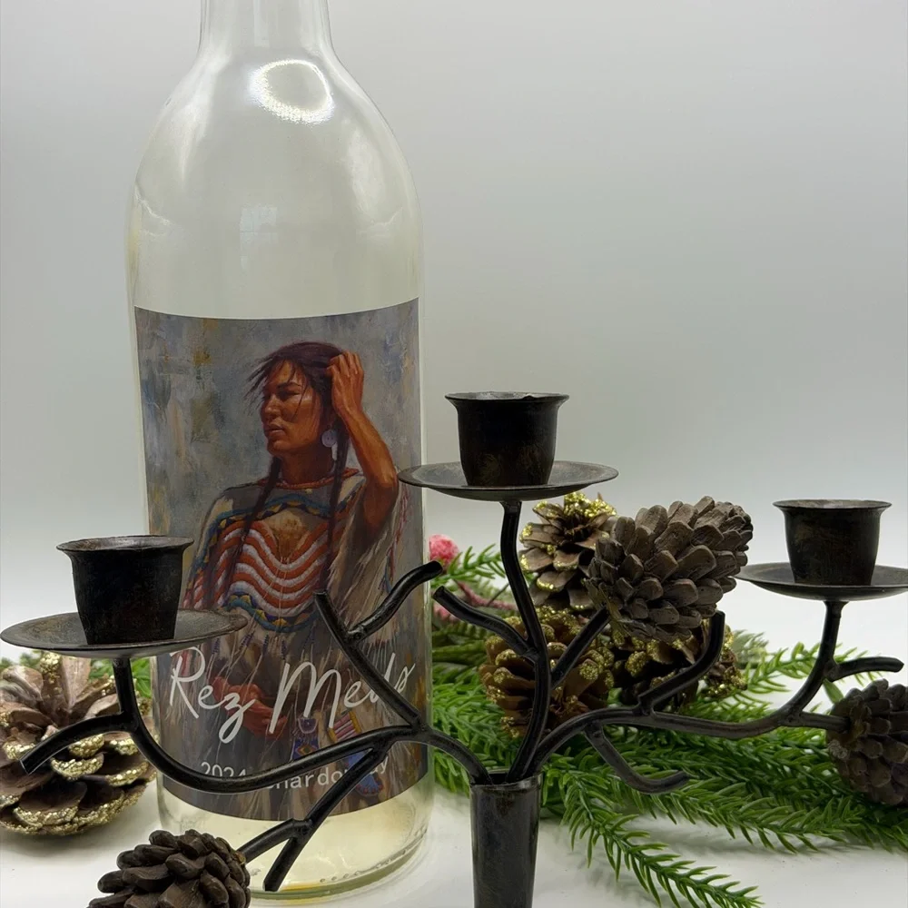 Rustic Metal Pinecone Wine Bottle Candle Stick Holder - Picture 11 of 17